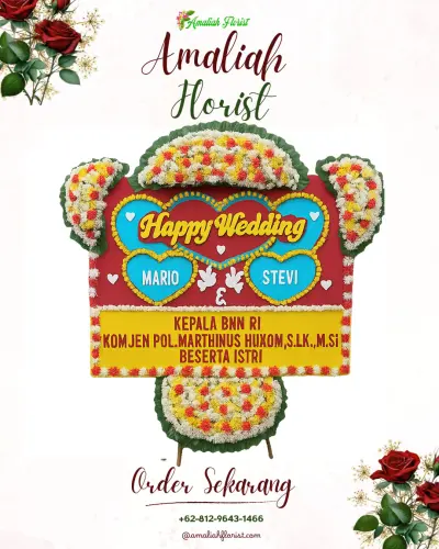 Karangan Papan Bunga Pernikahan di Paketiban